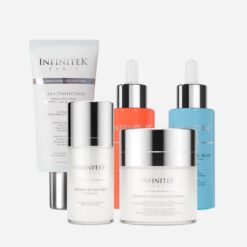 kit facial de infinitek paris compuesto por protector solar, multi active 360 contorno de ojos, crema humectante retinol, vitamina c y acido hialuronico