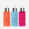 kit trio perfecto de infinitek paris, compuesto por vitamina c serum, acido hialuronico seum y crystal rose serum